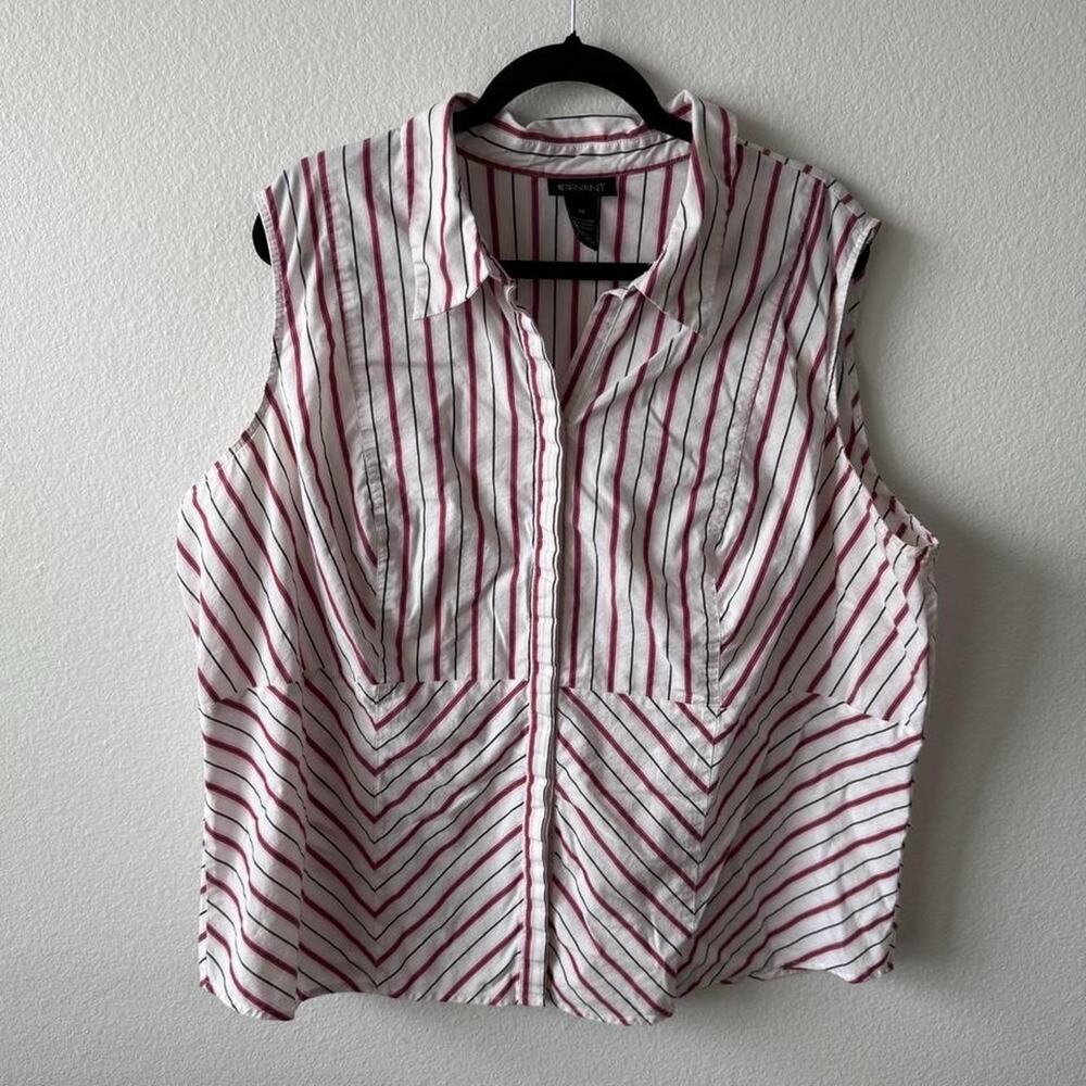 Y2k pink striped button down